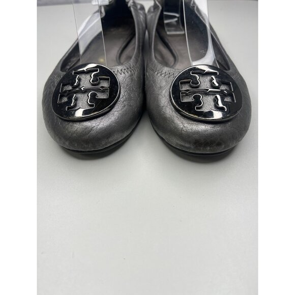 Tory Burch Ballet Flats Leather Silver Color Ladies Size 7 - Picture 6 of 12